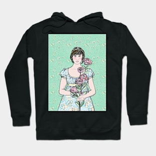 Woman Holding Pink Flowers. Hoodie